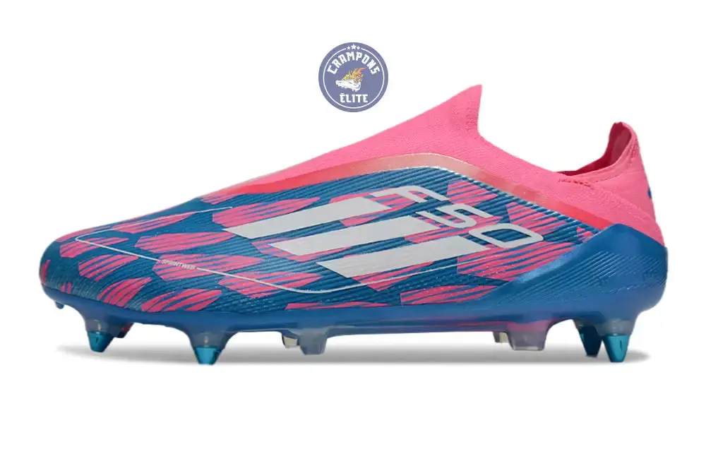 F50 Elite Laceless SG Reemergence - Bleu/Blanc/Rose - Image 5