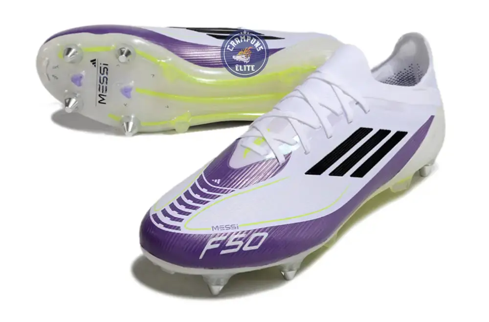 F50 Elite SG Soft Ground - Blanc/Noir/Violet - Image 2
