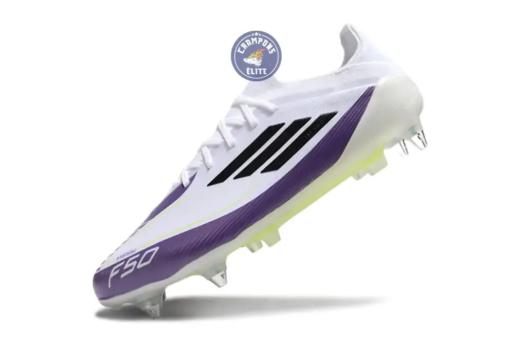 F50 Elite SG Soft Ground - Blanc/Noir/Violet - Image 4