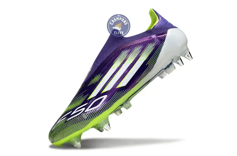F50 Elite Laceless SG - Violet/Jaune Fluo/Blanc - Image 4