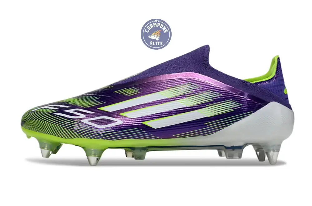F50 Elite Laceless SG - Violet/Jaune Fluo/Blanc - Image 5