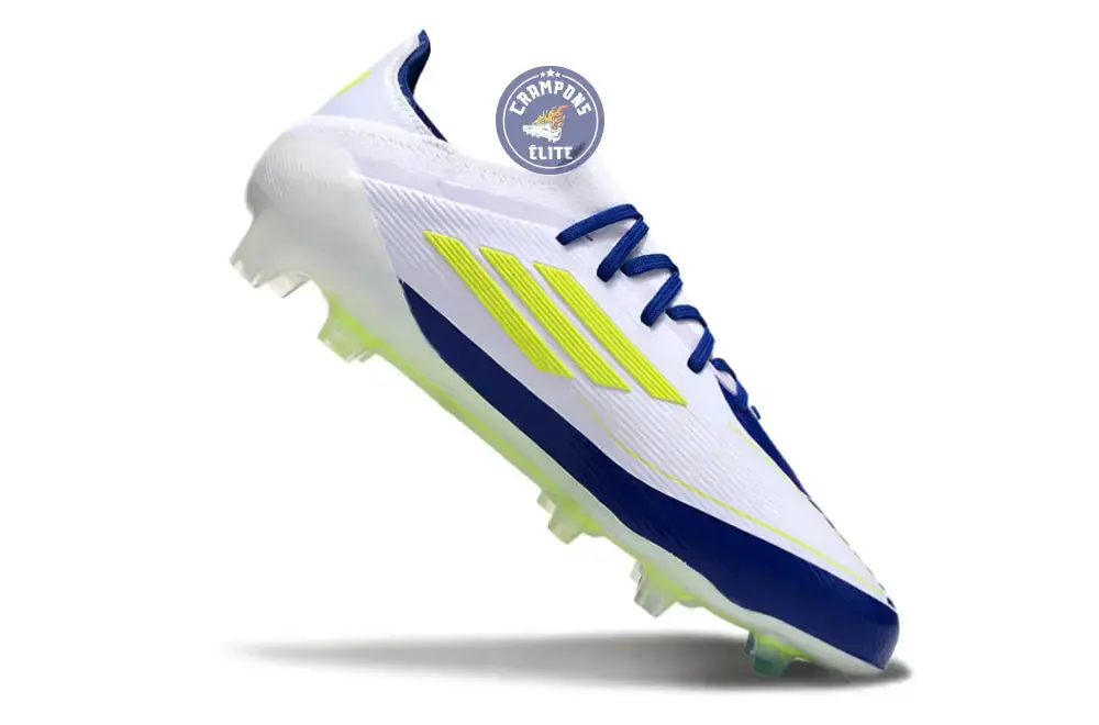F50 Elite Lacets FG - Blanc/Bleu/Jaune Fluo - Image 3
