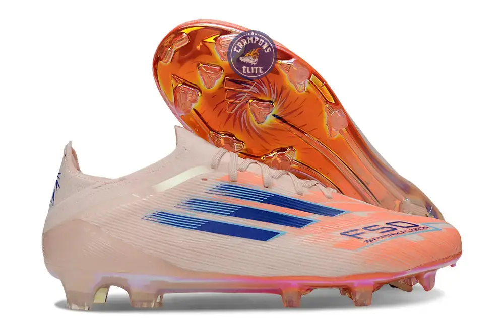 F50 Elite Lacets FG Spark Fusion - Beige/Orange/Bleu