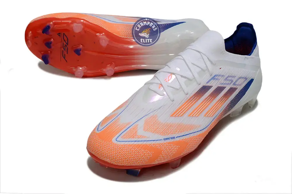 F50 Elite Lacets FG - Blanc/Orange/Bleu - Image 2