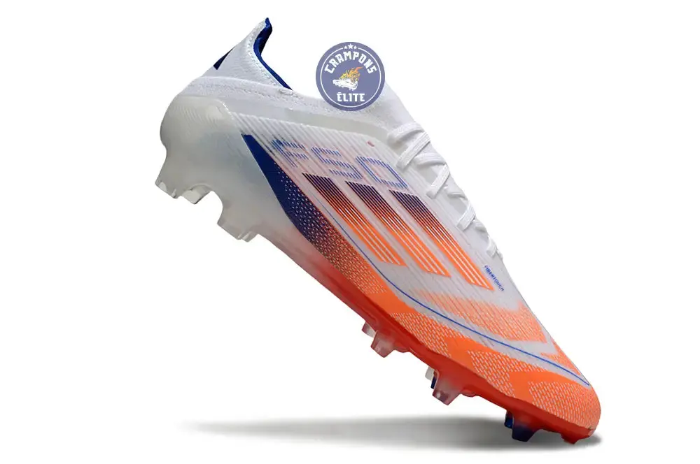 F50 Elite Lacets FG - Blanc/Orange/Bleu - Image 3
