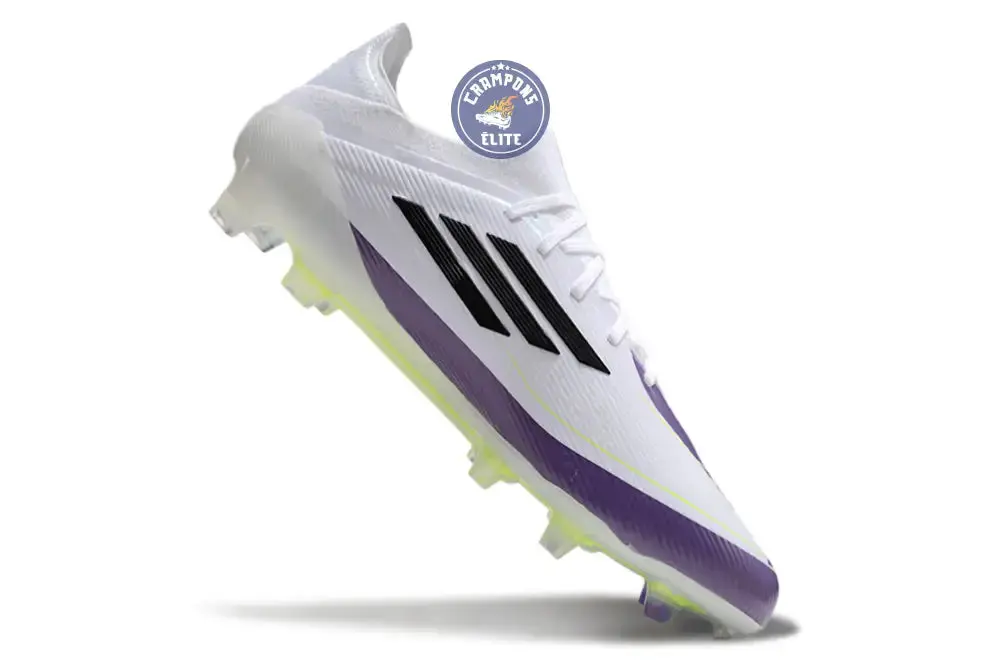 F50 Elite Lacets FG - Blanc/Violet/Jaune Fluo/Noir - Image 3