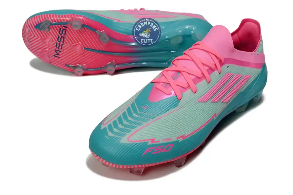 F50 Elite Lacets FG - Bleu Turquoise/Bleu/Rose - Image 2