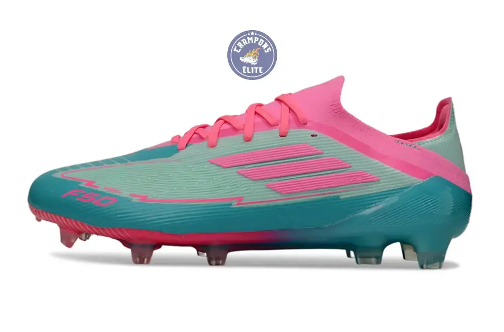 F50 Elite Lacets FG - Bleu Turquoise/Bleu/Rose - Image 5