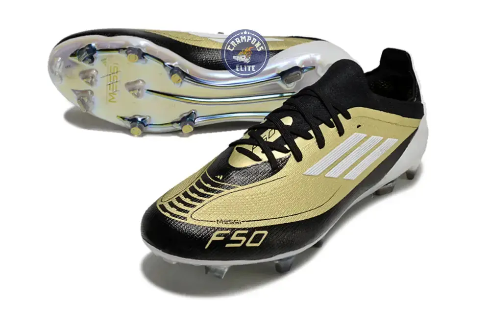 F50 Elite Lacets FG - Doré/Blanc/Noir - Image 2