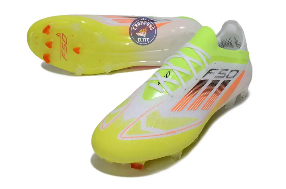 F50 Elite Lacets FG - Blanc/Vert/Jaune/Orange - Image 2
