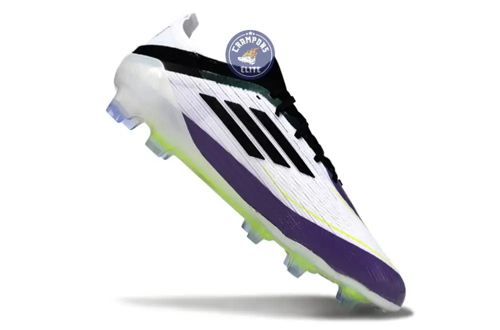 F50 Elite Lacets FG - Blanc/Violet/Noir/Jaune Fluo - Image 3