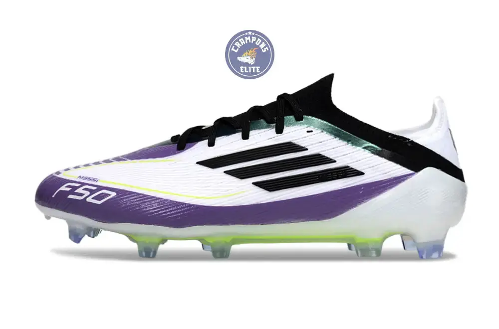 F50 Elite Lacets FG - Blanc/Violet/Noir/Jaune Fluo - Image 5