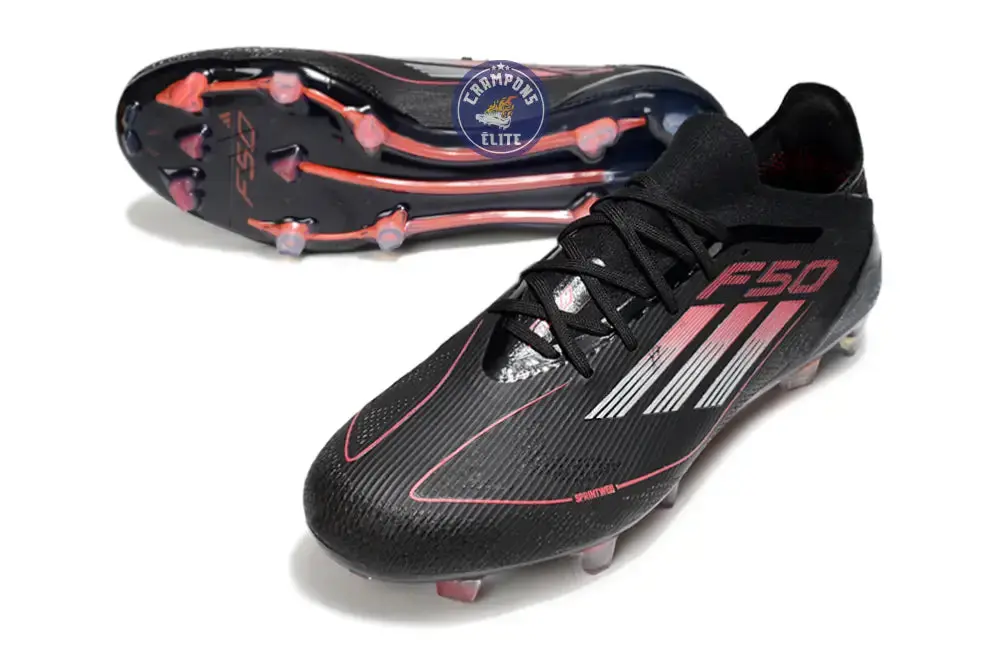 F50 Elite Lacets FG Stealth Victory - Noir/Argenté/Lucid Red - Image 2