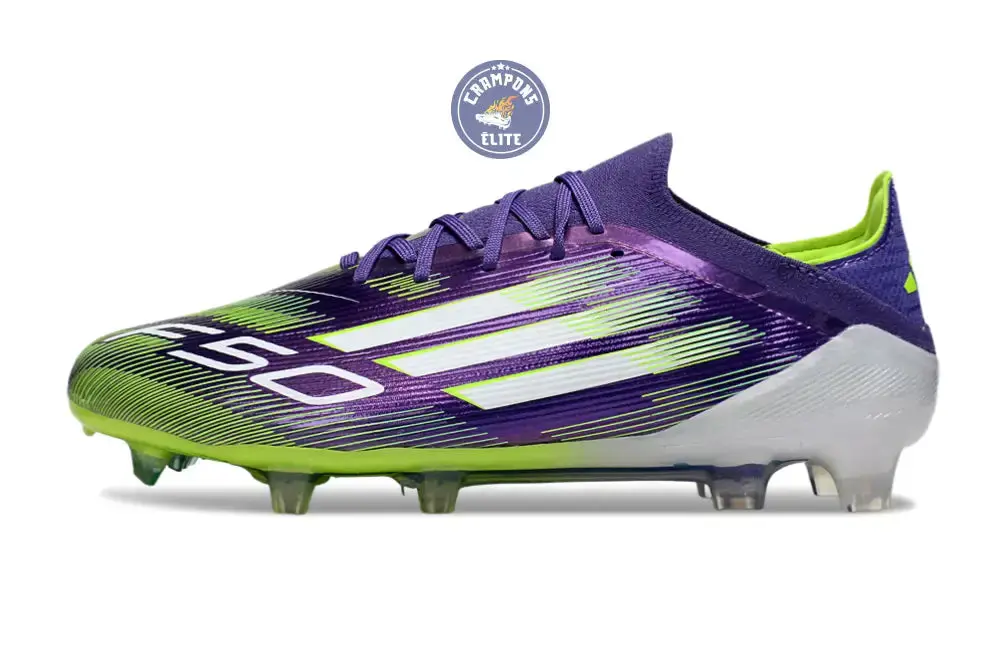 F50 Elite Lacets FG - Violet/Vert Fluo/Gris - Image 5