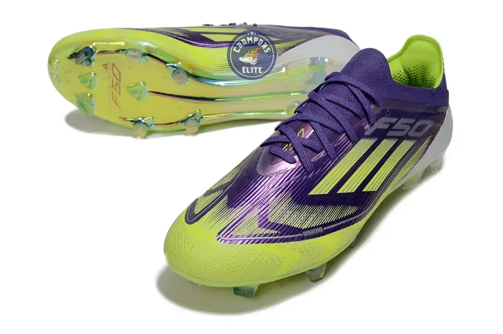 F50 Elite Lacets FG - Violet/Jaune Fluo/Blanc - Image 2