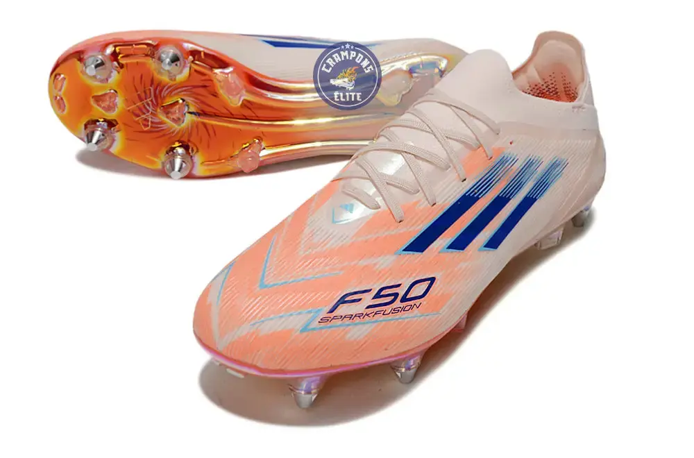 F50 Elite Lacets SG - Beige/Orange/Bleu - Image 2