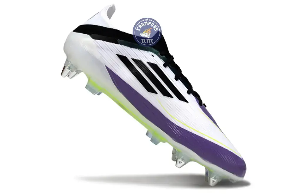 F50 Elite Lacets SG - Blanc/Violet/Jaune Fluo/Noir - Image 3