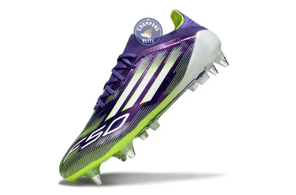 F50 Elite Lacets SG - Violet/Jaune Fluo/Blanc - Image 4