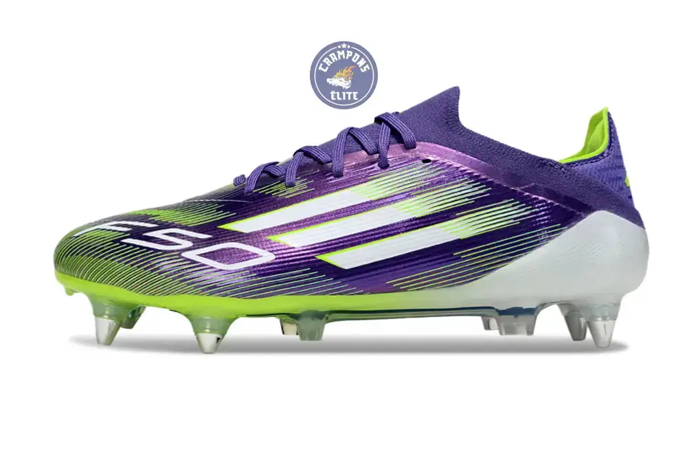 F50 Elite Lacets SG - Violet/Jaune Fluo/Blanc - Image 5