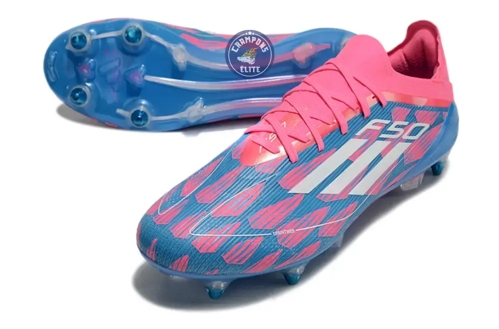 F50 Elite Lacets SG Reemergence - Bleu/Blanc/Rose - Image 2