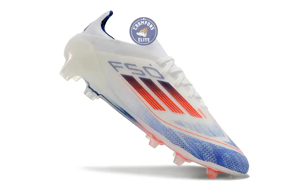 F50 Elitee Lacets FG - Blanc/Orange/Bleu - Image 3