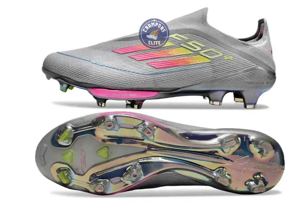 Adidas F50 + Laceless FG Concept Gris/Rose/Jaune - Image 4