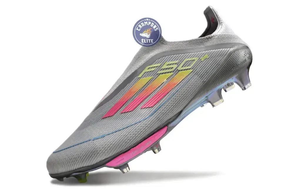 Adidas F50 + Laceless FG Concept Gris/Rose/Jaune - Image 7