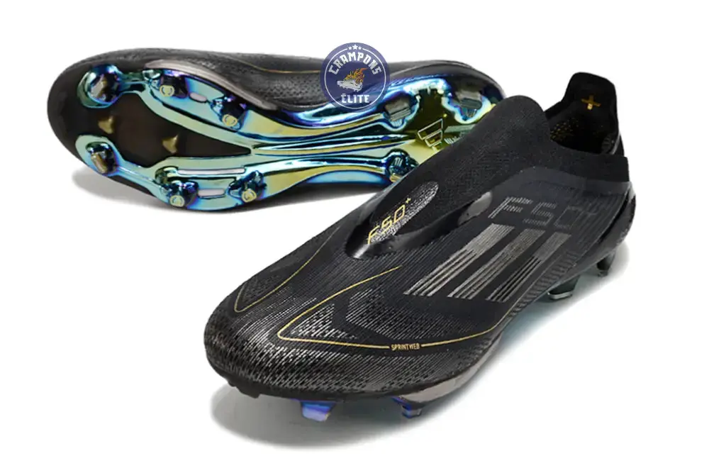 Adidas F50 + Laceless FG Dark Spark - Noir/Argenté/Doré - Image 5