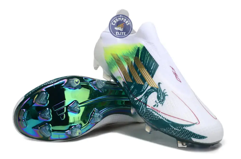 F50 Laceless Spécial Mohamed Salah FG - Blanc/Vert/Doré - Image 2