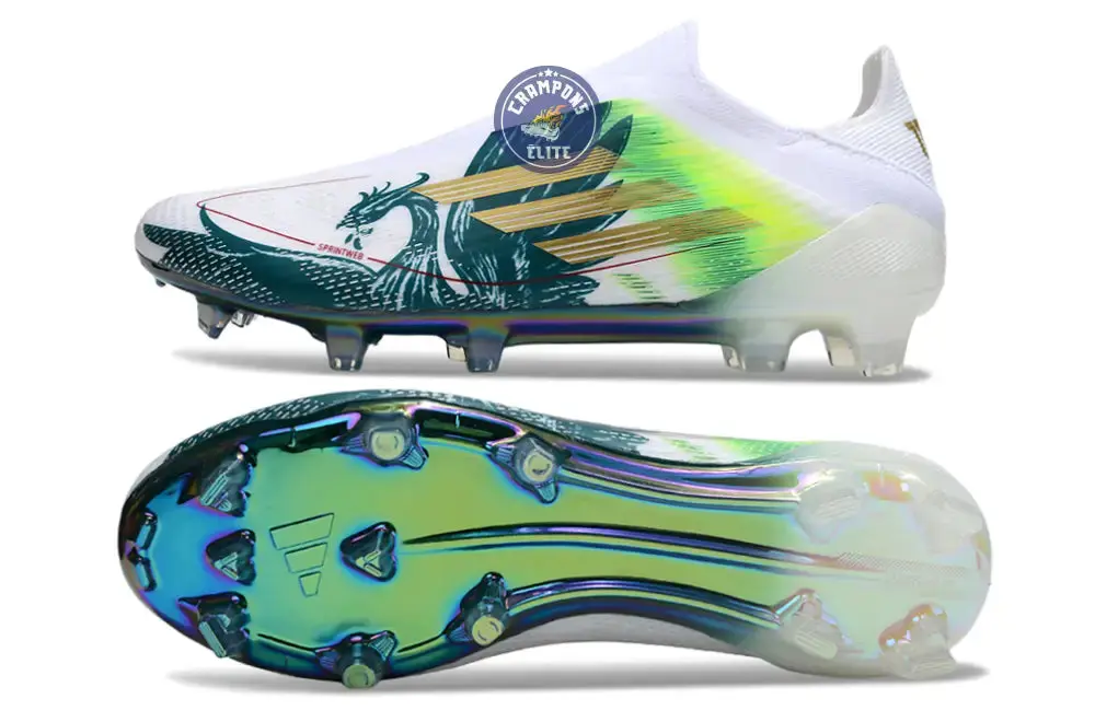 F50 Laceless Spécial Mohamed Salah FG - Blanc/Vert/Doré - Image 3