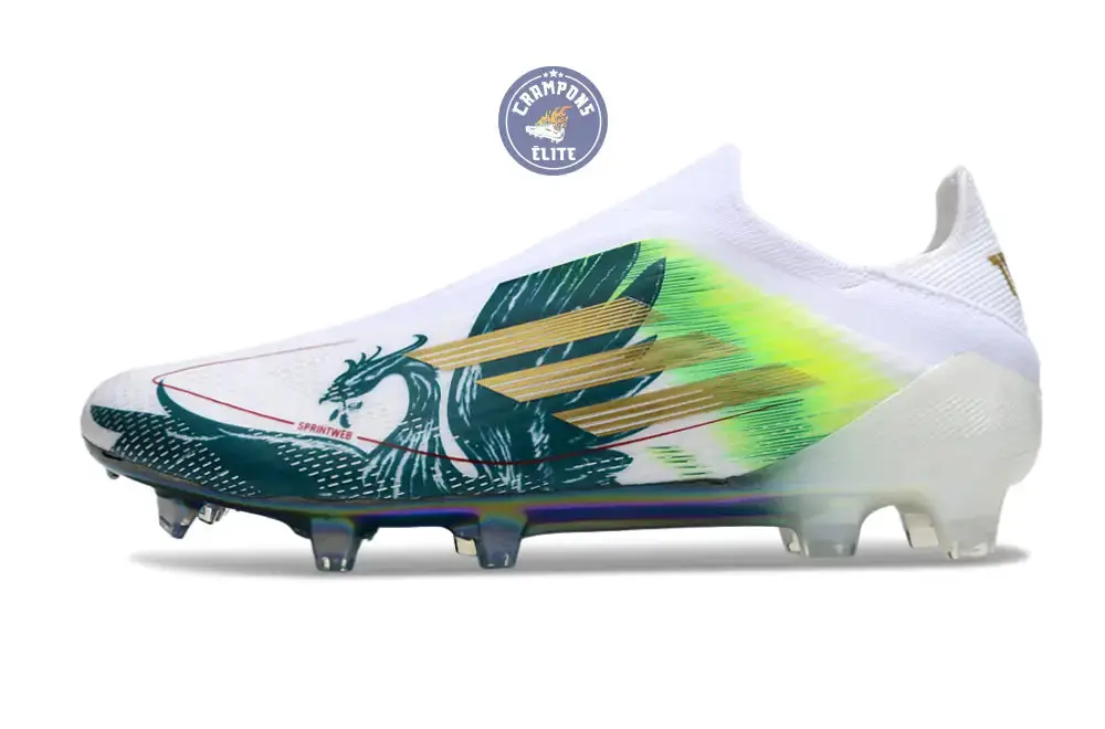 F50 Laceless Spécial Mohamed Salah FG - Blanc/Vert/Doré - Image 4