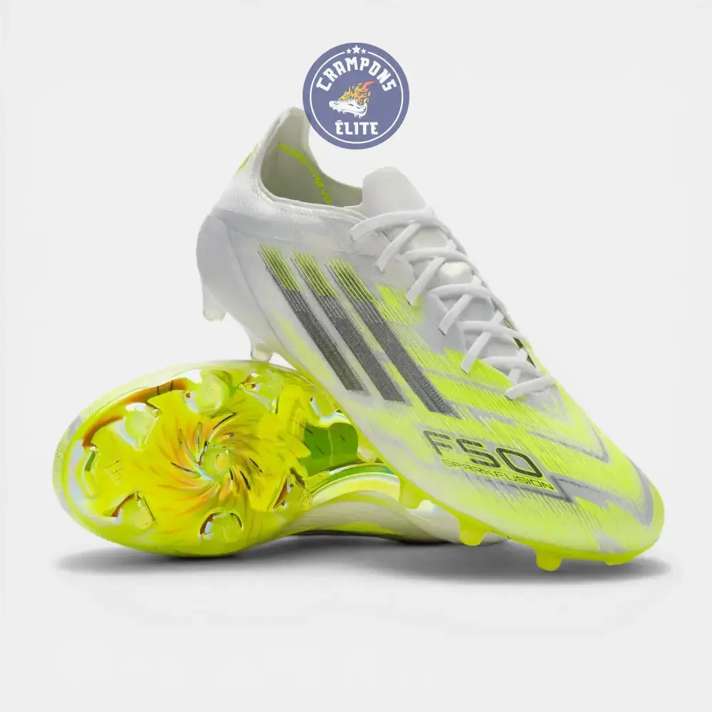 Adidas F50 Sparkfusion Low Cut Lacets FG - Blanc/Jaune Fluo