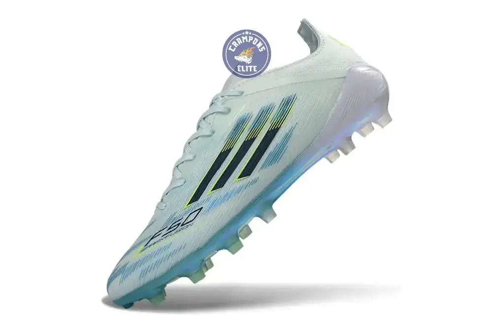 Adidas F50 Sparkfusion League Low Cut Lacets FG Ice Cold Precision - Bleu/Dune Pearl/Jaune - Image 4