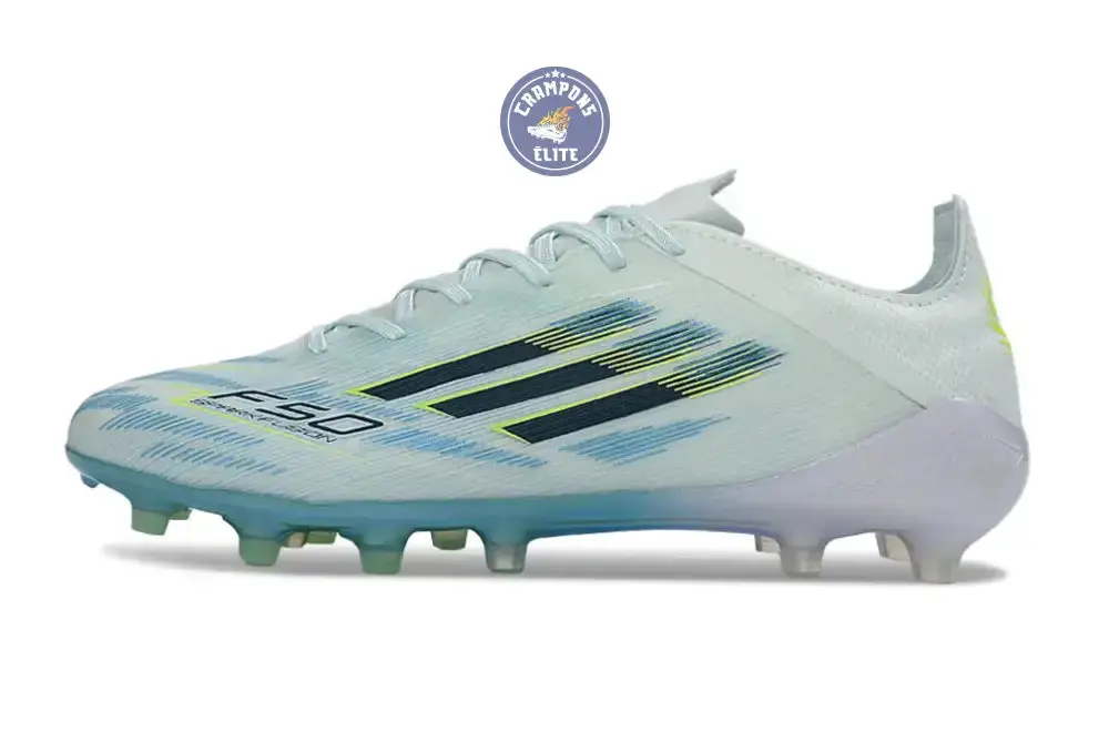 Adidas F50 Sparkfusion League Low Cut Lacets FG Ice Cold Precision - Bleu/Dune Pearl/Jaune - Image 5