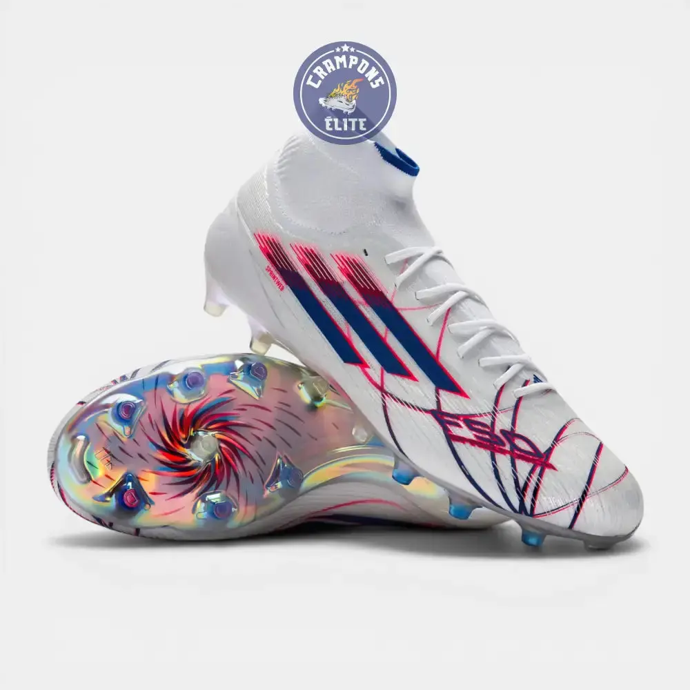 Adidas F50 Sparkfusion Mid Cut Lacets FG - Blanc/Bleu/Rouge