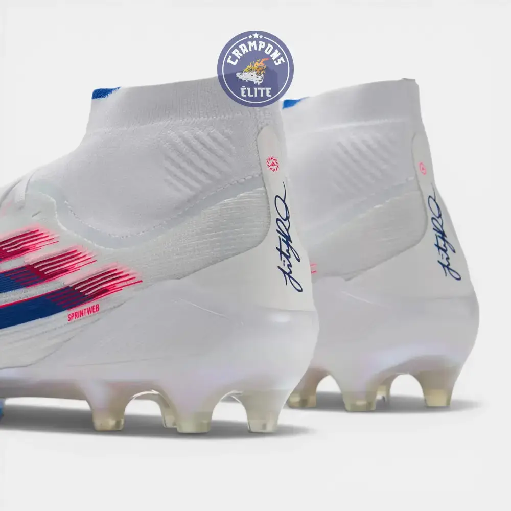 Adidas F50 Sparkfusion Mid Cut Lacets FG - Blanc/Bleu/Rouge - Image 6