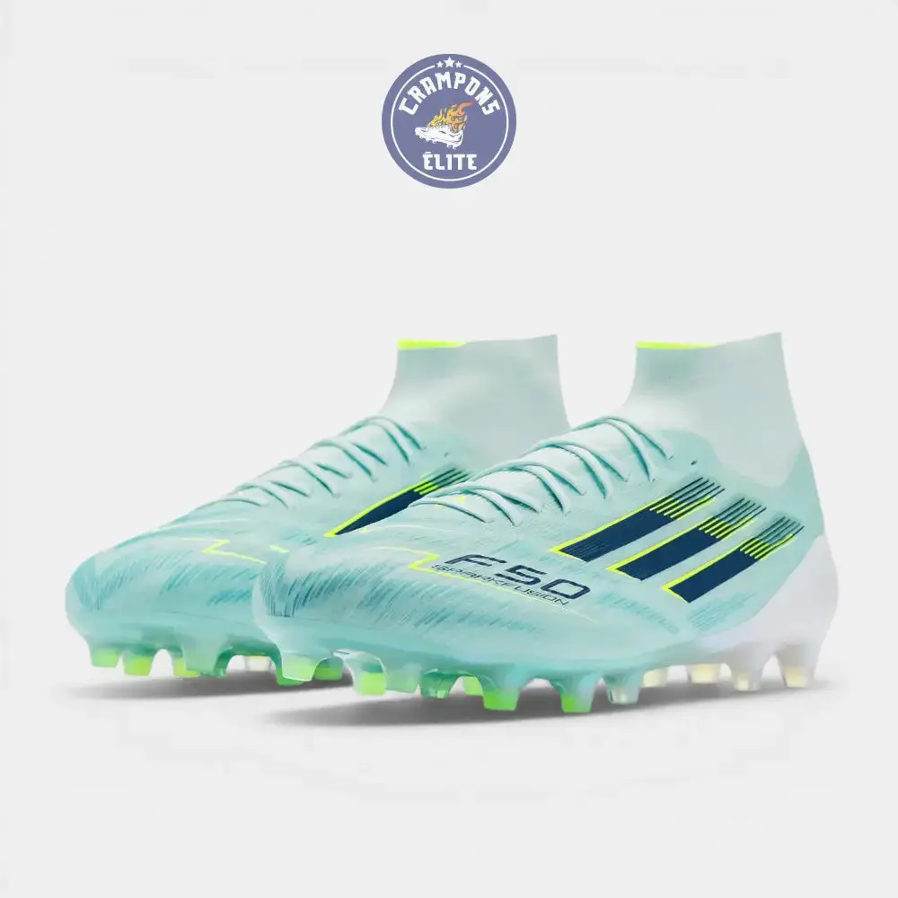 Adidas F50 Sparkfusion Mid Cut Lacets FG - Turquoise/Bleu Marine/Blanc - Image 2