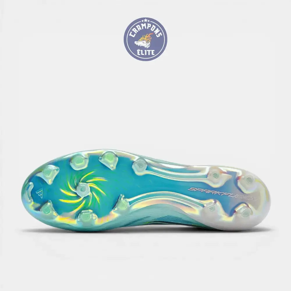 Adidas F50 Sparkfusion Mid Cut Lacets FG - Turquoise/Bleu Marine/Blanc - Image 5