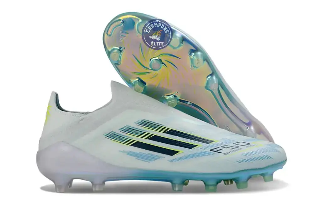 Adidas F50 Sparkfusion League Low Cut Laceless FG Ice Cold Precision - Bleu/Dune Pearl/Jaune