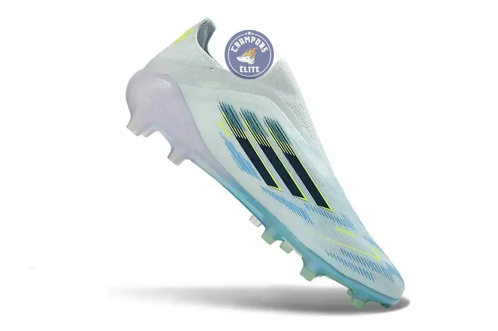 Adidas F50 Sparkfusion League Low Cut Laceless FG Ice Cold Precision - Bleu/Dune Pearl/Jaune - Image 3