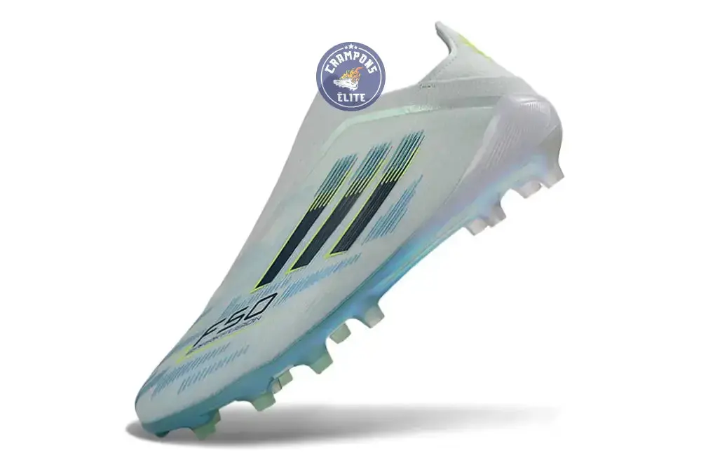 Adidas F50 Sparkfusion League Low Cut Laceless FG Ice Cold Precision - Bleu/Dune Pearl/Jaune - Image 4