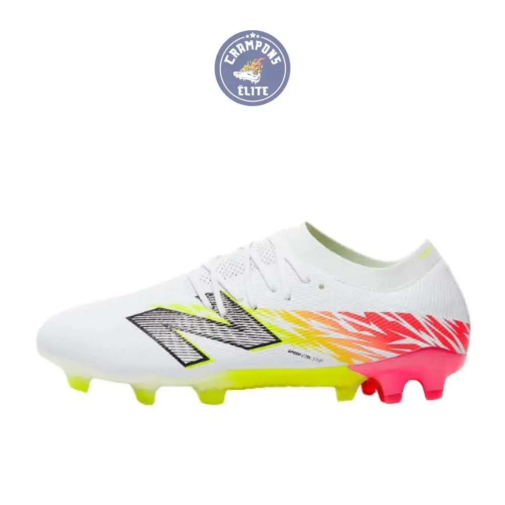 New Balance FURON ELITE V8 FG - Blanc/Rouge Energie/Jaune Hi-Lite - Image 3