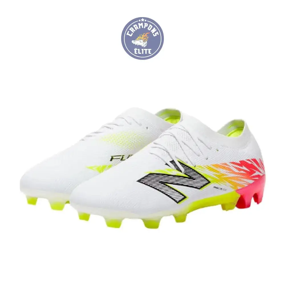 New Balance FURON ELITE V8 FG - Blanc/Rouge Energie/Jaune Hi-Lite - Image 4