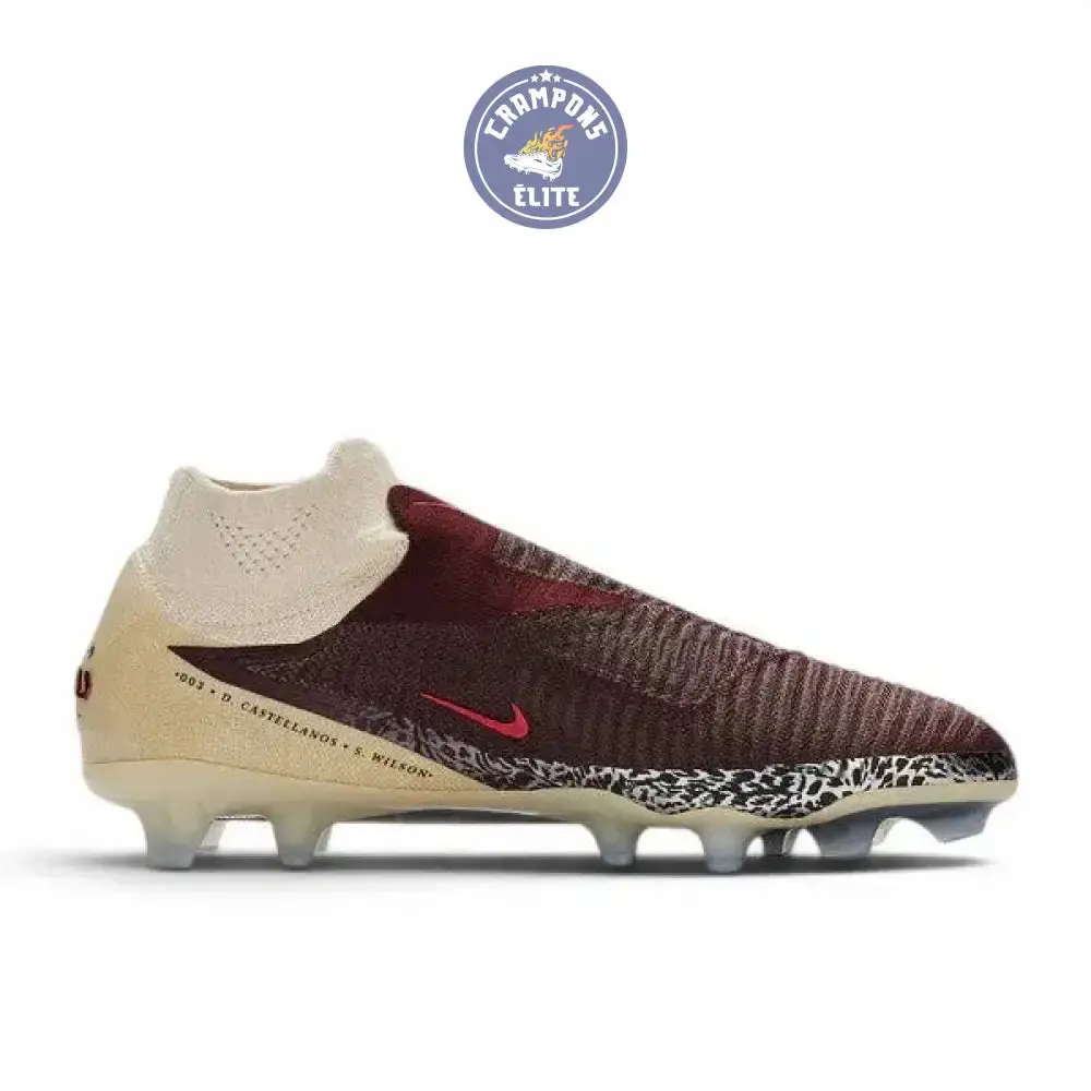 Nike Phantom 6 Elite High Cut FG United - Bordeaux/Universal Red/Gris - Image 3