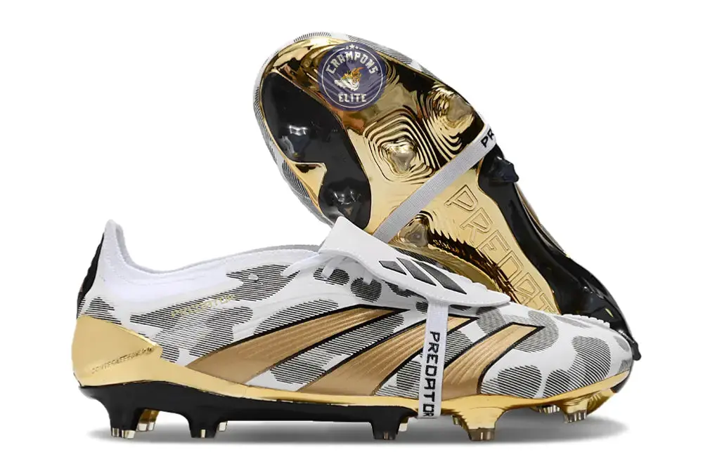 Predator 24 Elite Fold-over Tongue FG Blanc/Gris/Or