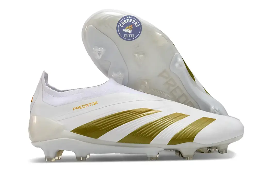 Predator 24 Elite Laceless FG Predstrike - Blanc/Or