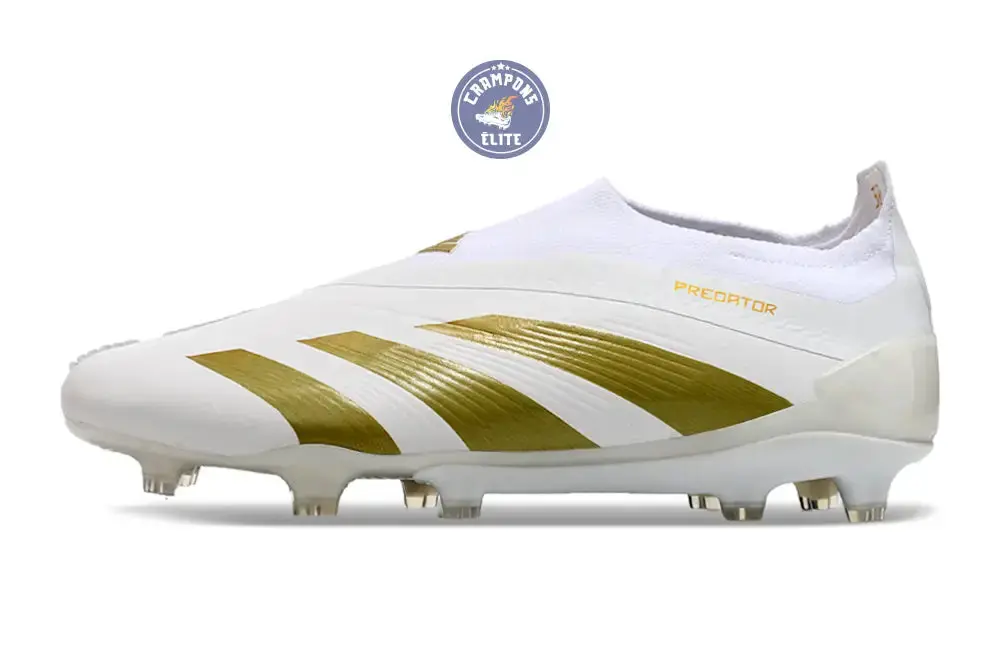Predator 24 Elite Laceless FG Predstrike - Blanc/Or - Image 5