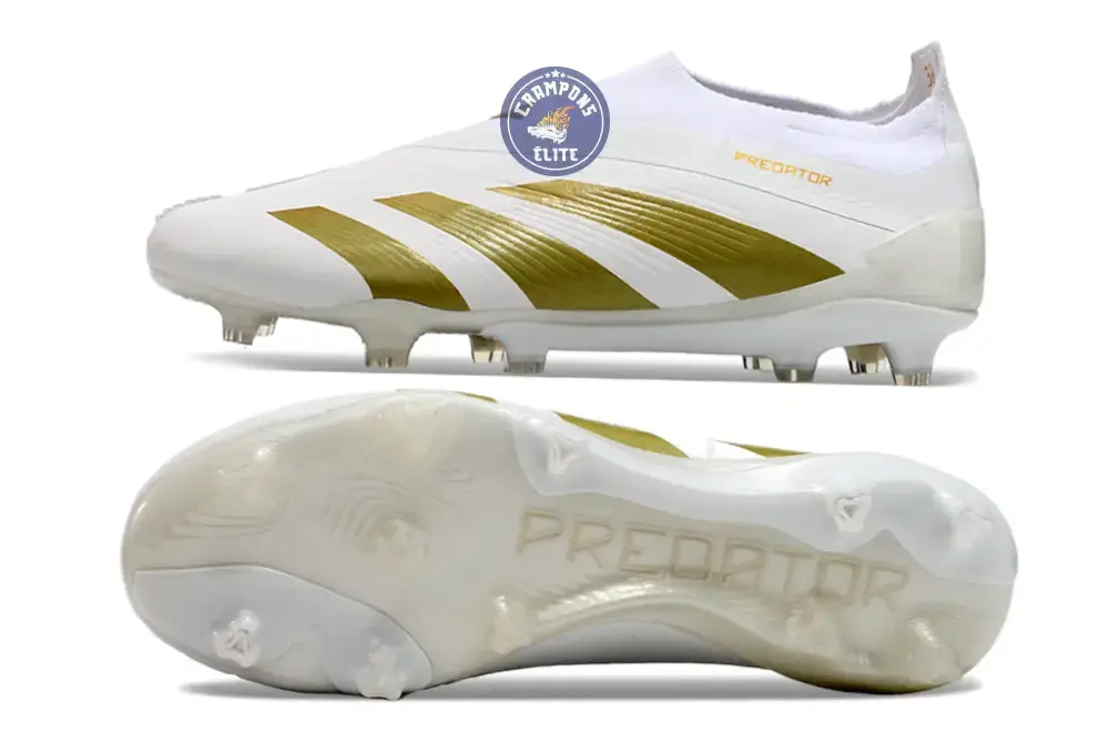 Predator 24 Elite Laceless FG Predstrike - Blanc/Or - Image 6