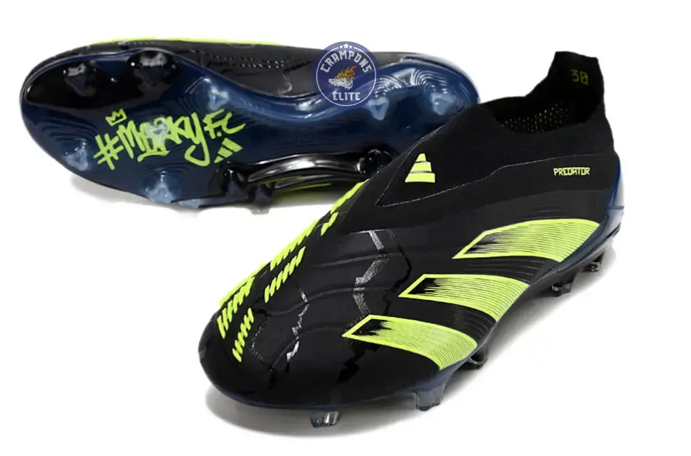 Predator 24 Elite Laceless FG Predstrike - Merky FC Noir/Vert Fluo - Image 2