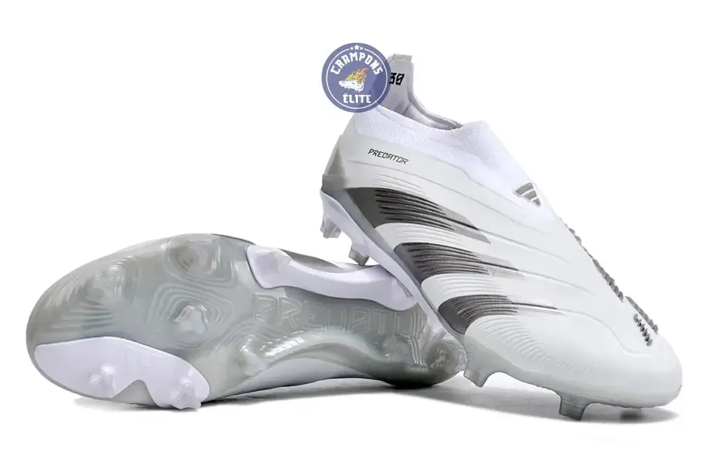 Predator 24 Elite Laceless FG Predstrike - Pearlized - Blanc/Argent - Image 2